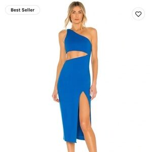 NBD blue Kody cut out midi dress one shoulder